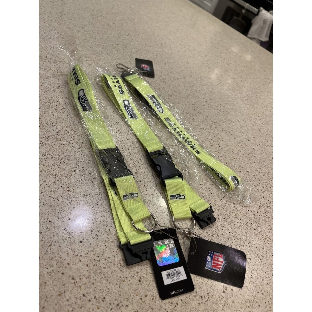 Lot Of 3 Seattle Seahawks NFL Football Lanyard Clip Detachable Keychain